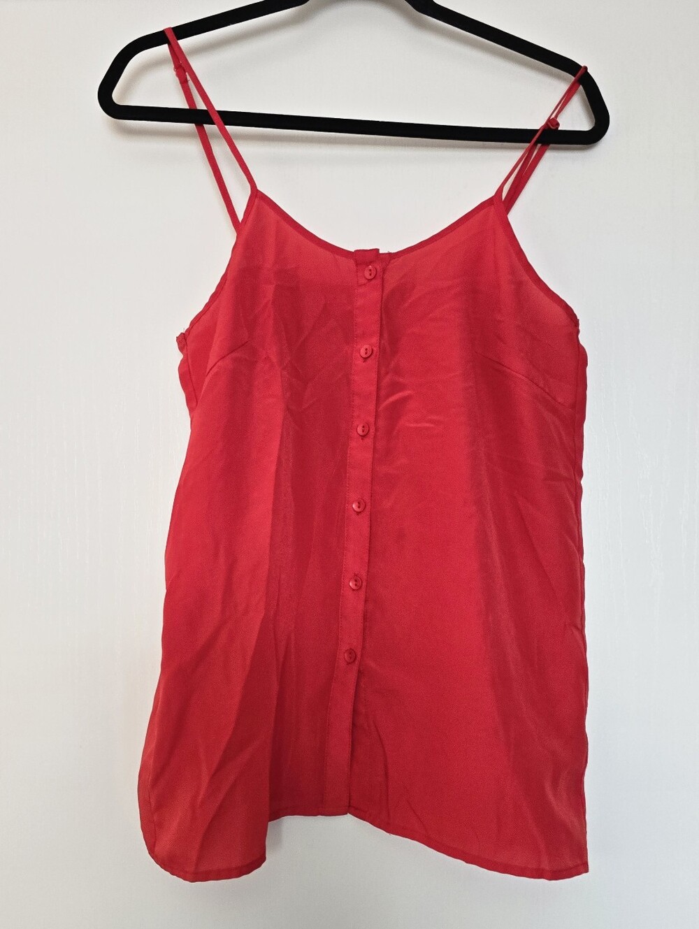 Comme Toi... Red Lightweight Flowy Top W Faux Button & Adjustable  Straps